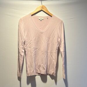 Pink Cashmere V Neck Sweater